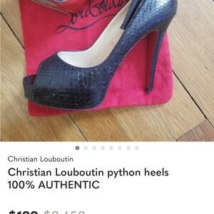 Christian Louboutin Black Peep-Toe Python Heels
